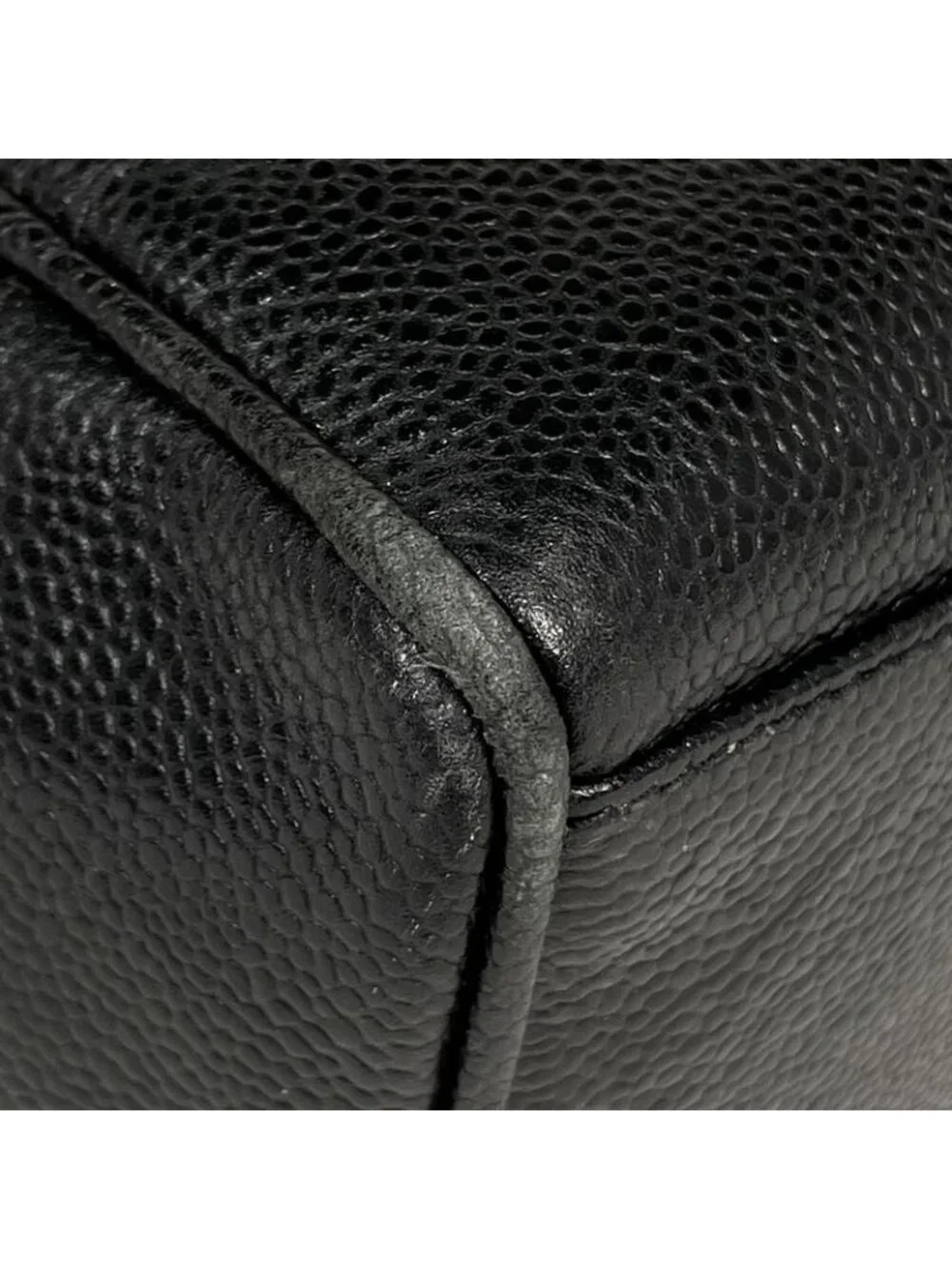 Chanel Logo Chain Tote Caviar Leather Black - Picture 6 of 14